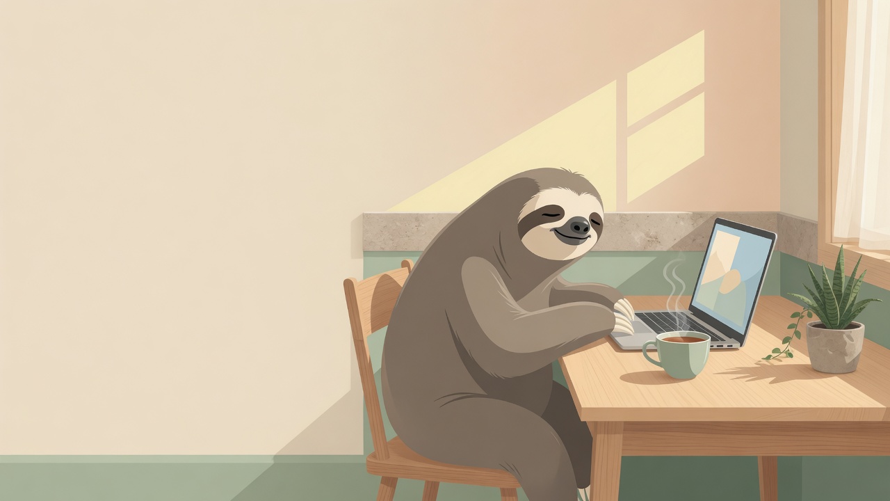 Sloth at a desk